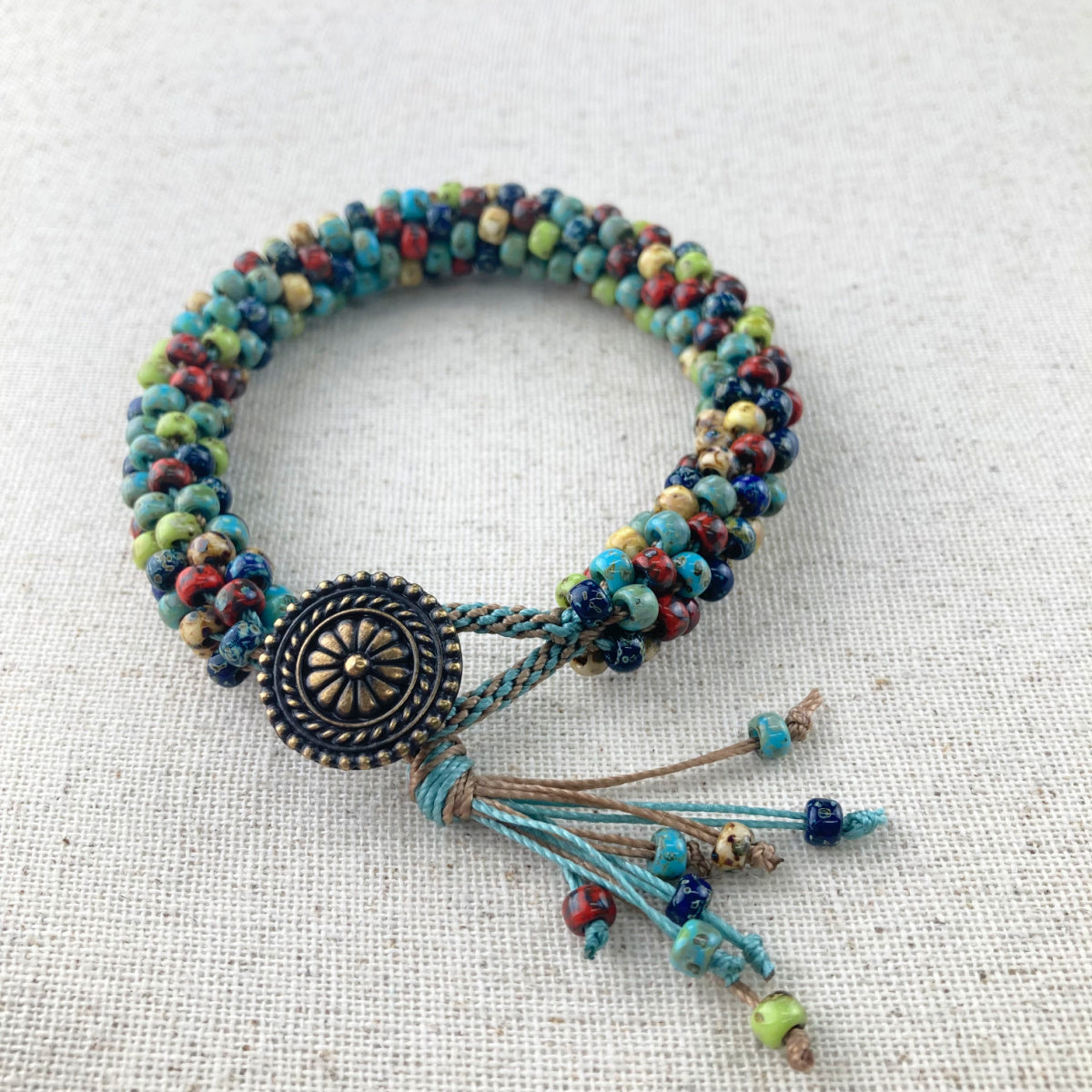 Kumihimo Handcrafted Button Closure Bracelet