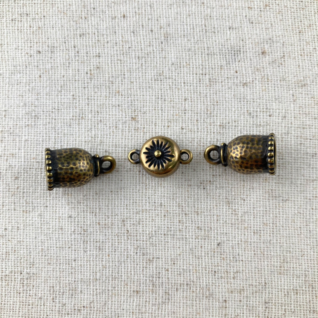 8mm TierraCast Endcap Set with Starburst Magnetic Clasp